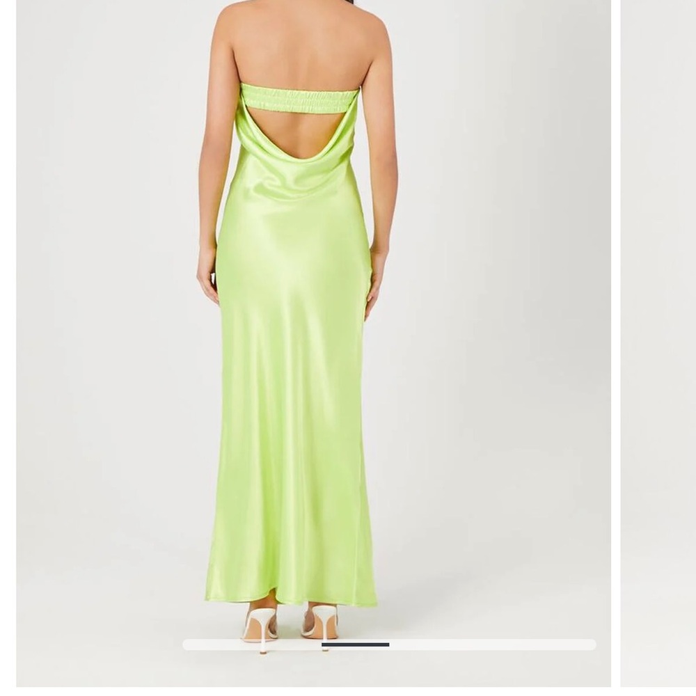 Neon green satin strapless maxi slip dress forever 21